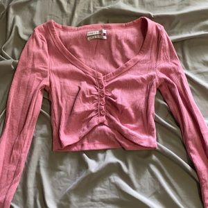 Urban Outfitters Pink Long-Sleeve Crop Top